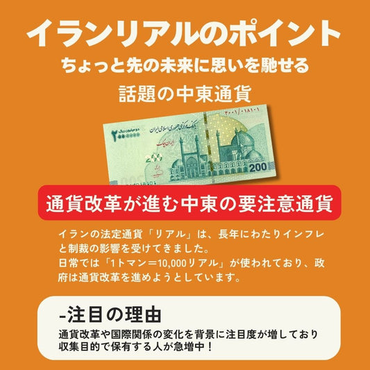 10万リアル 10枚★即日発送・ピン札保証・鑑定書|イラン紙幣|100,000リアル (10トマン)|セカンドバスケット 記念コレクション 本物紙幣保証【ラフテル公式】/IR-1
