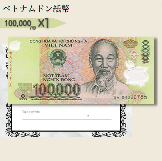 10万 ベトナムドン紙幣 1枚★3千円相当おまけ紙幣付き★